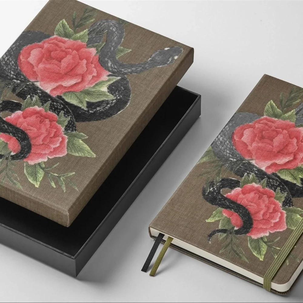 🆕 Reptile Snake Rose Design MOLESKIN Journal Notebook Hardcover Ruled Lines NWT